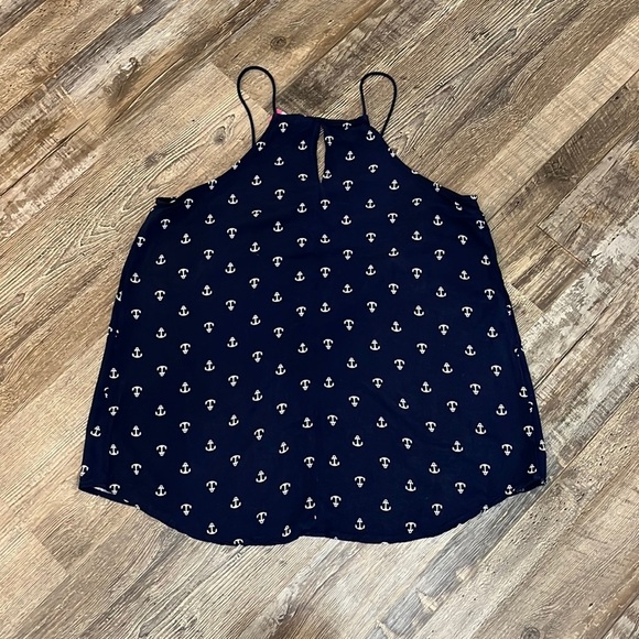 No Boundaries Nautical Navy Anchor Spaghetti Strap Tank Top Novelty Seaside Sz S - Picture 6 of 10